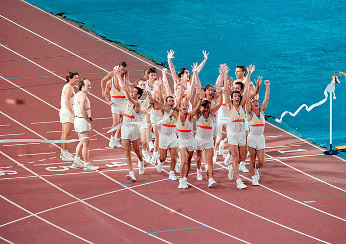 Un altre dels moments de la cerimònia de clausura dels Jocs Olímpics que va comptar amb la participació del Tricicle.