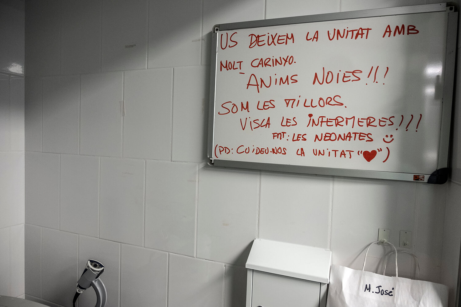 Mensaje del equipo de enfermería a sus compañeras, en Sant Pau.