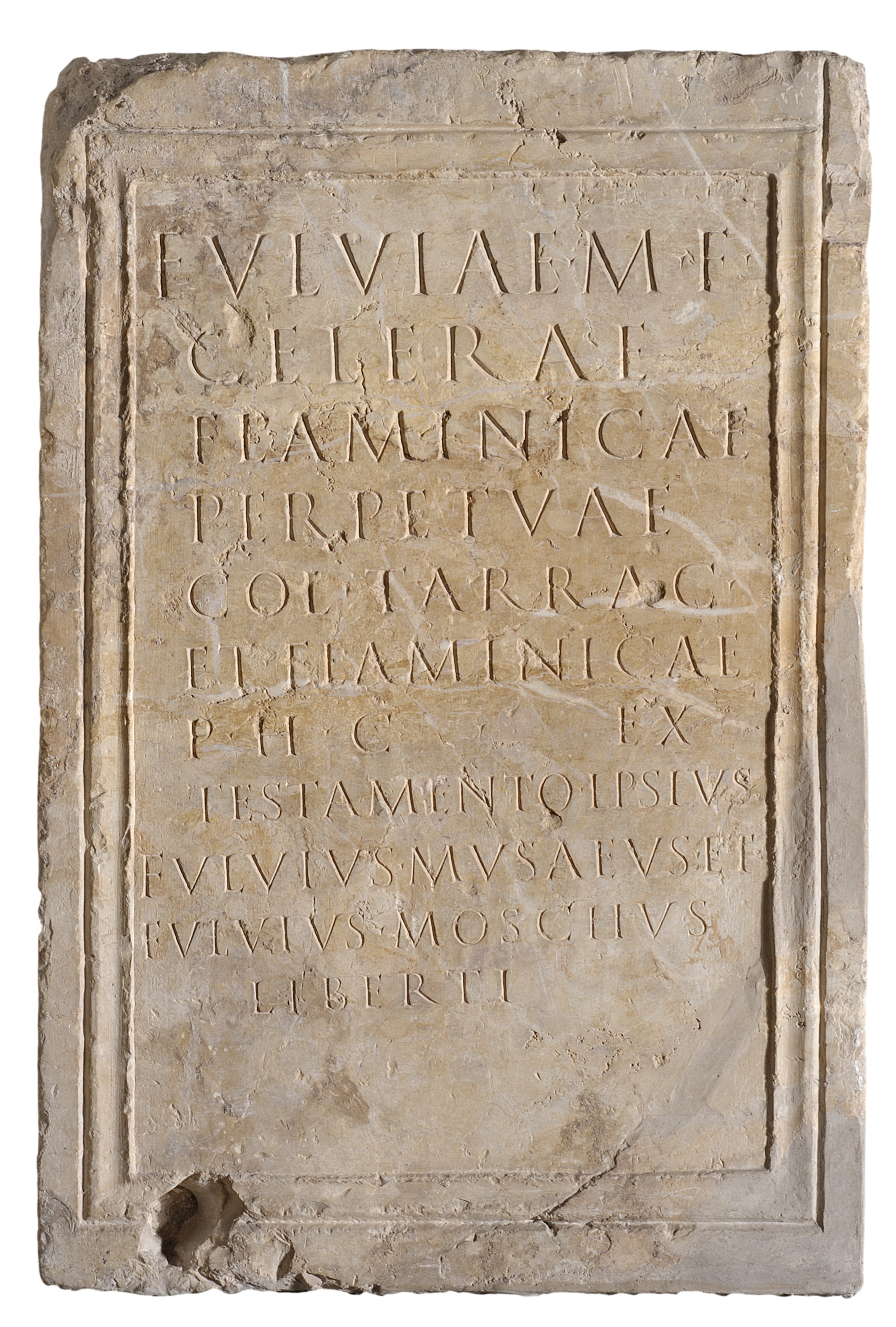 El pedestal que van dedicar a Fulvia els seus lliberts i hereus. / MNAT
